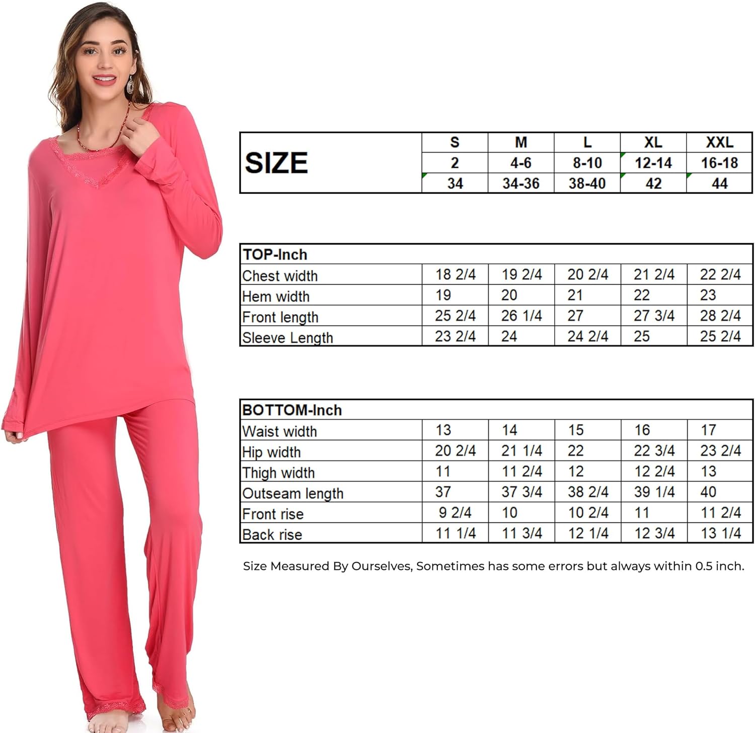 Women's V Neck Viscose made of Bamboo Pajama Set Moisture Wicking Long Sleeve Cozy Sleepwear PJs for Night Sweats - Image 8