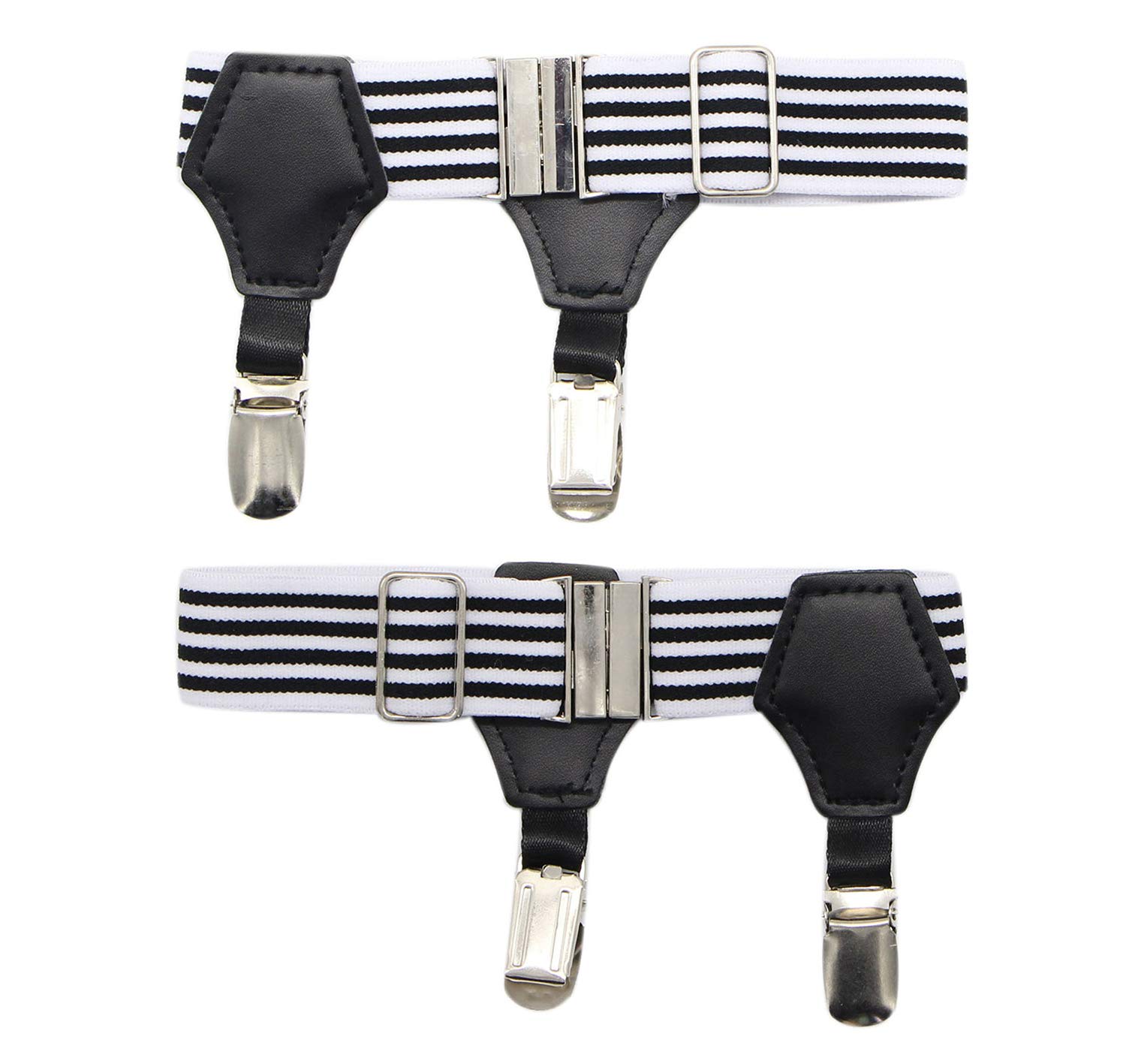 BoolueeBooluee 1 Pair Adjustable Men's Sock Garters Belts Grips Suspenders with Double Non-slip Clips