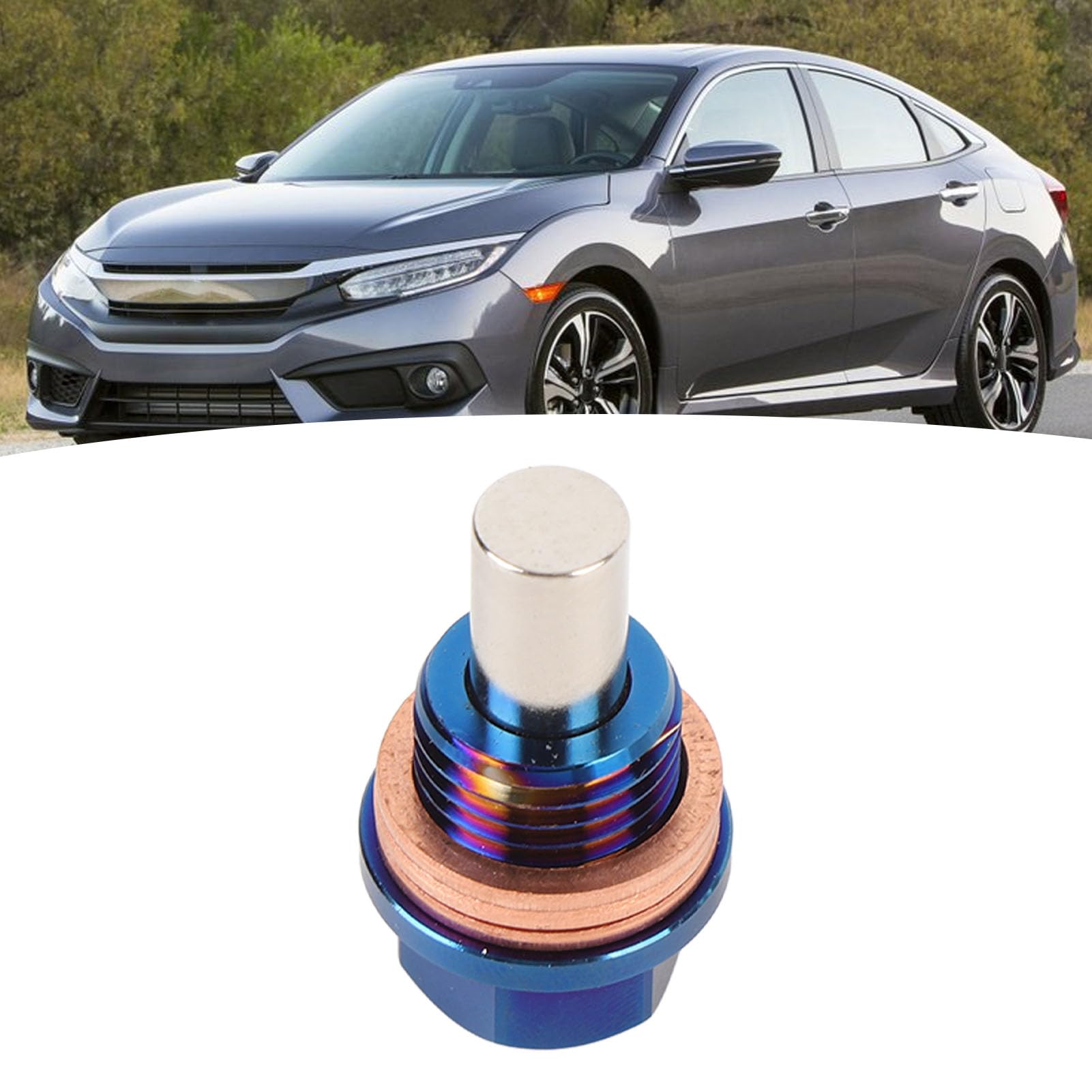 Magnetic Oil Drain Plug, M14 X 1.5 Ti Alloy Engine Oil Sump Drain Nut Bolt with 3 Gaskets for Vehicle