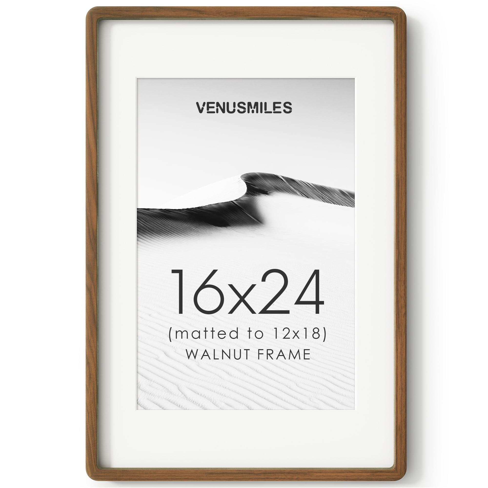 16x24 Poster Frame, USA-Sourced Natural Walnut Wood Picture Collage Frame