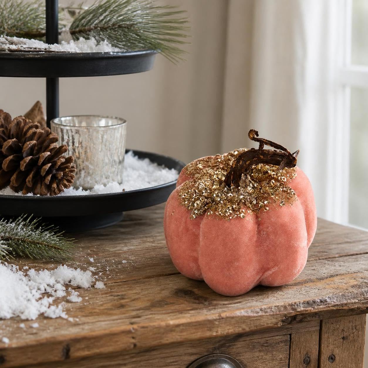 Ornamento Zucca Decorativa Natalizia, 粉色大号南瓜, 20 * 20 * 15cm