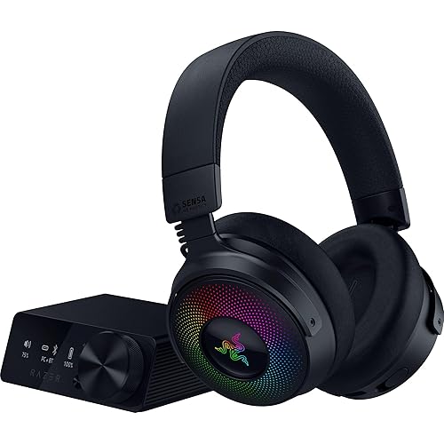 Razer Kraken V4 Pro - Wireless Gaming-Headset with OLED Control Hub - Sensa HD haptics - TriForce 40mm Drivers - HyperSpeed & Bluetooth - THX Spatial Audio | Black - Kraken V4 Pro - Black