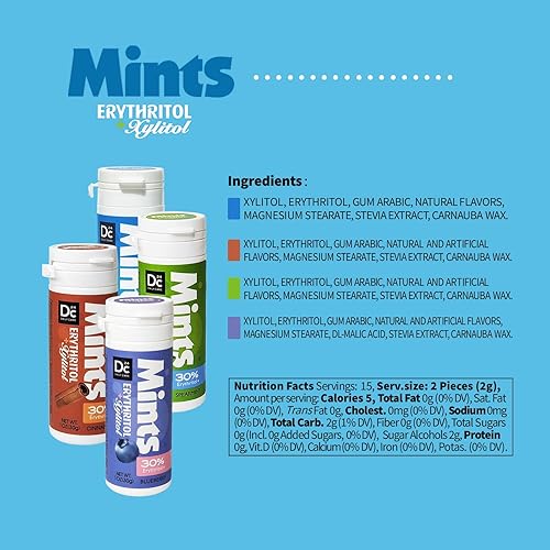 Miniatura 6 de DC24 DAILY CARE Mentas de xilitol, sin aspartamo sin azúcar, bajas en calorías con eritritol, mentas para el aliento, boca seca, aptas para
