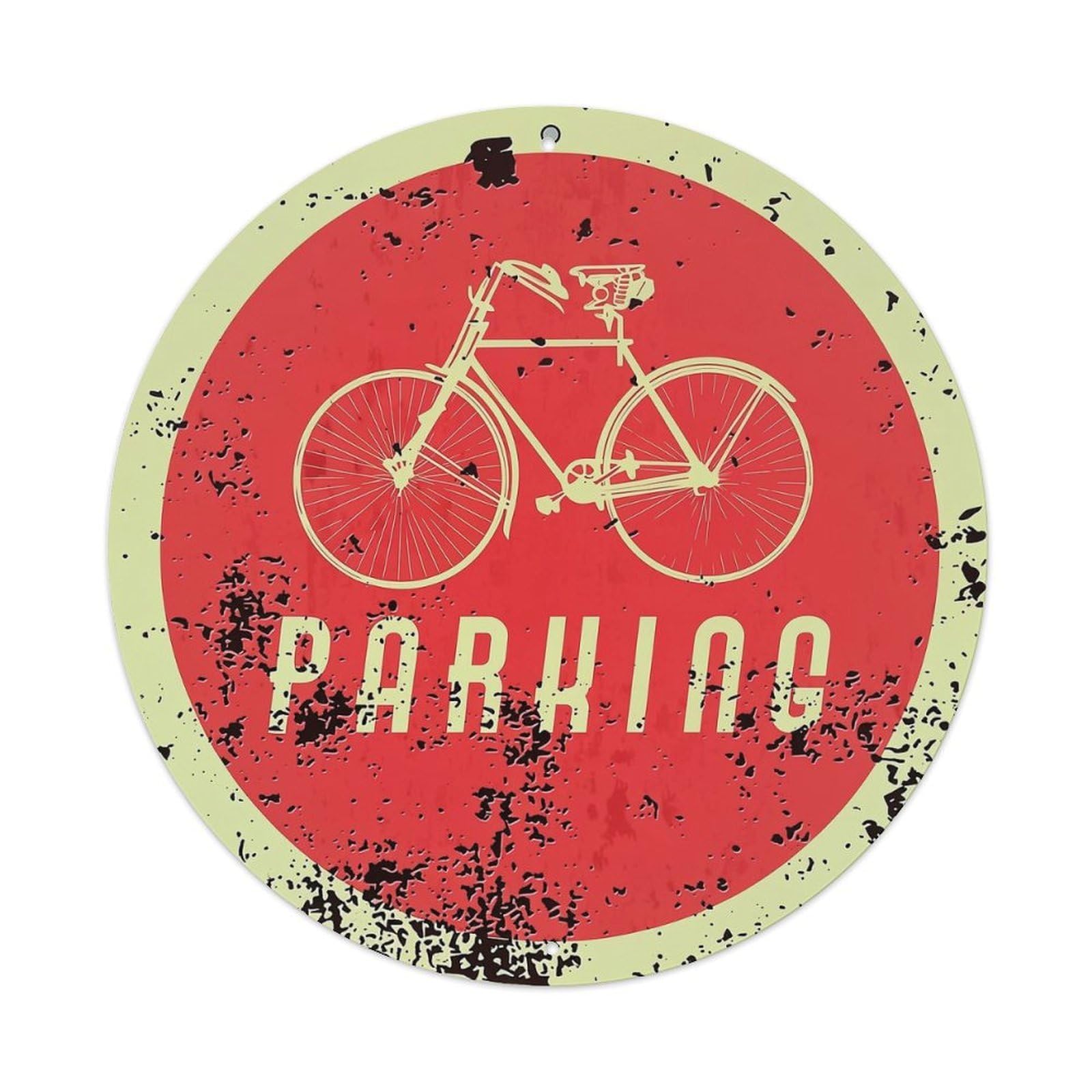 Bicycle Parking Sign Red Vintage Tin Sign Metal Poster Vintage Metal Signs for Home Man Cave Bar Cafe Kitchen laundry room Wall Decorations Gift 8x8Inch