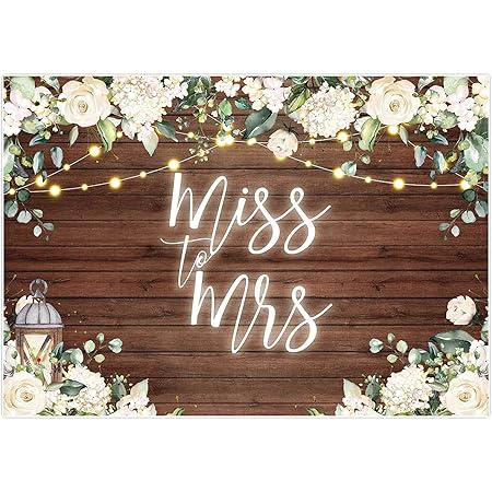 Miss To Mrs Bridal Shower Backdrop - Polyester Floral Photography Background With Pink Flowers And Green Boho Leaves For Engagement, Wedding, Party Decorations, Photo Booth Studio Props