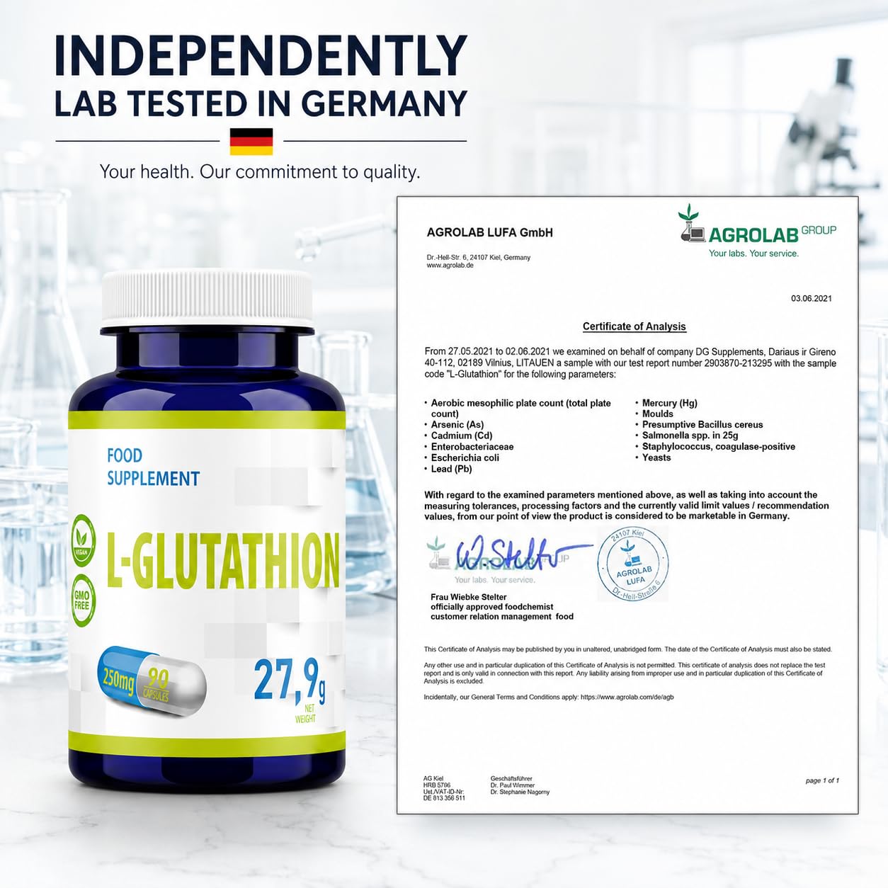 Hepatica L-Glutathion | 250 mg | 90 gélules végétales | cure de 3 mois | GMP & Testé en Laboratoire Indépendant