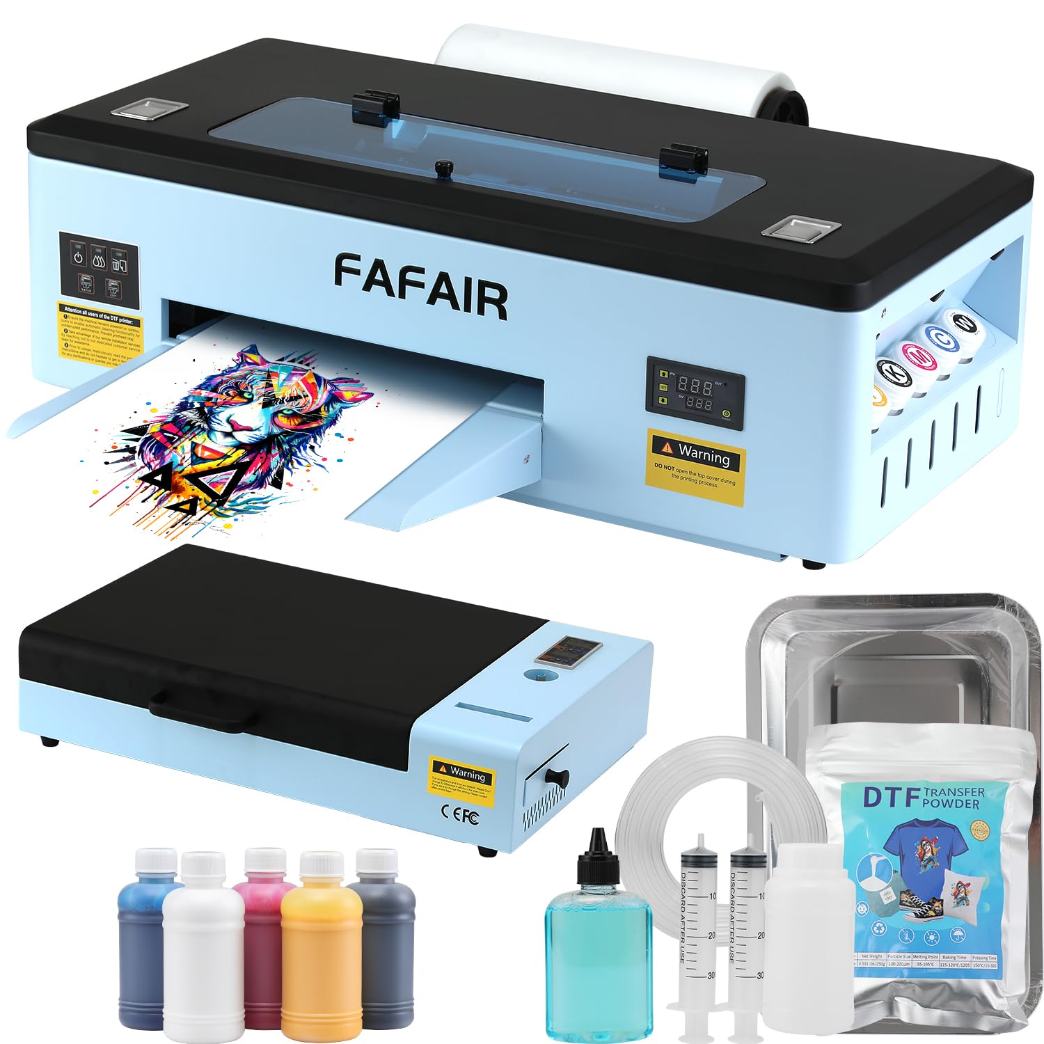 FAFAIR R1390 DTF Printer, DTF Printer Machine with White Ink Mixing System &amp; Auto Clean, High-Speed T-Shirt Printing Machine, Custom Printing and DIY Design for Apparel Shoes Hats (R1390+Oven)