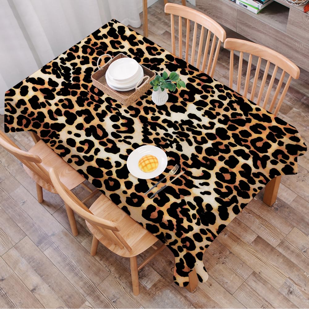DALEXHM Table Cloth Wipe Clean Rectangular, wipeable tablecloths,Dining Table Cover for Kitchen Outdoor Garden Table,Leopard Pattern, Jaguar Pattern, Animal Fur,54x72 in