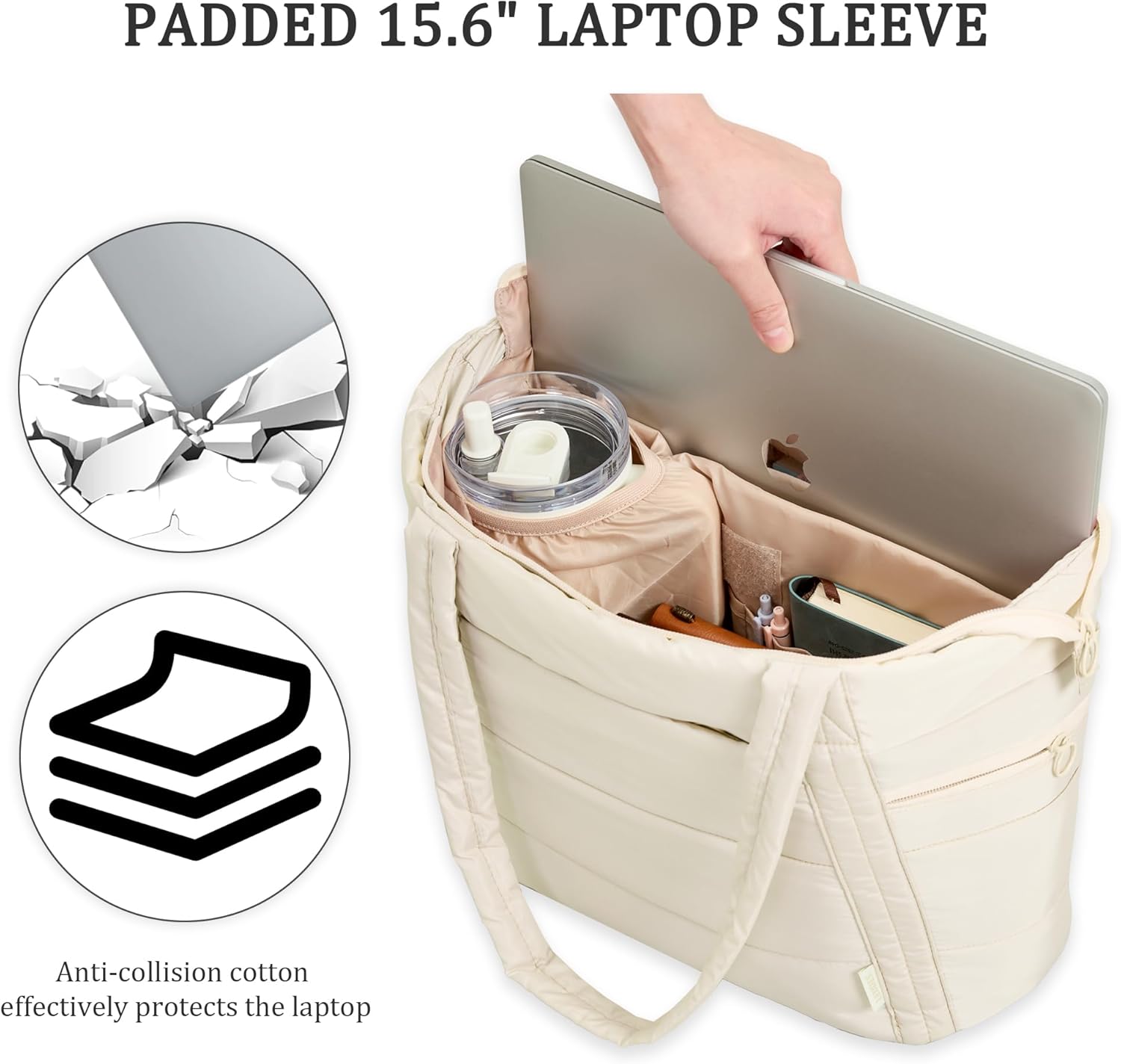 Leudes Puffer Tote Bag for Women Lightweight Puffy Handbag with Cup Holder Quilted Shoulder Bag for Nurse Work Travel Gym - Image 8