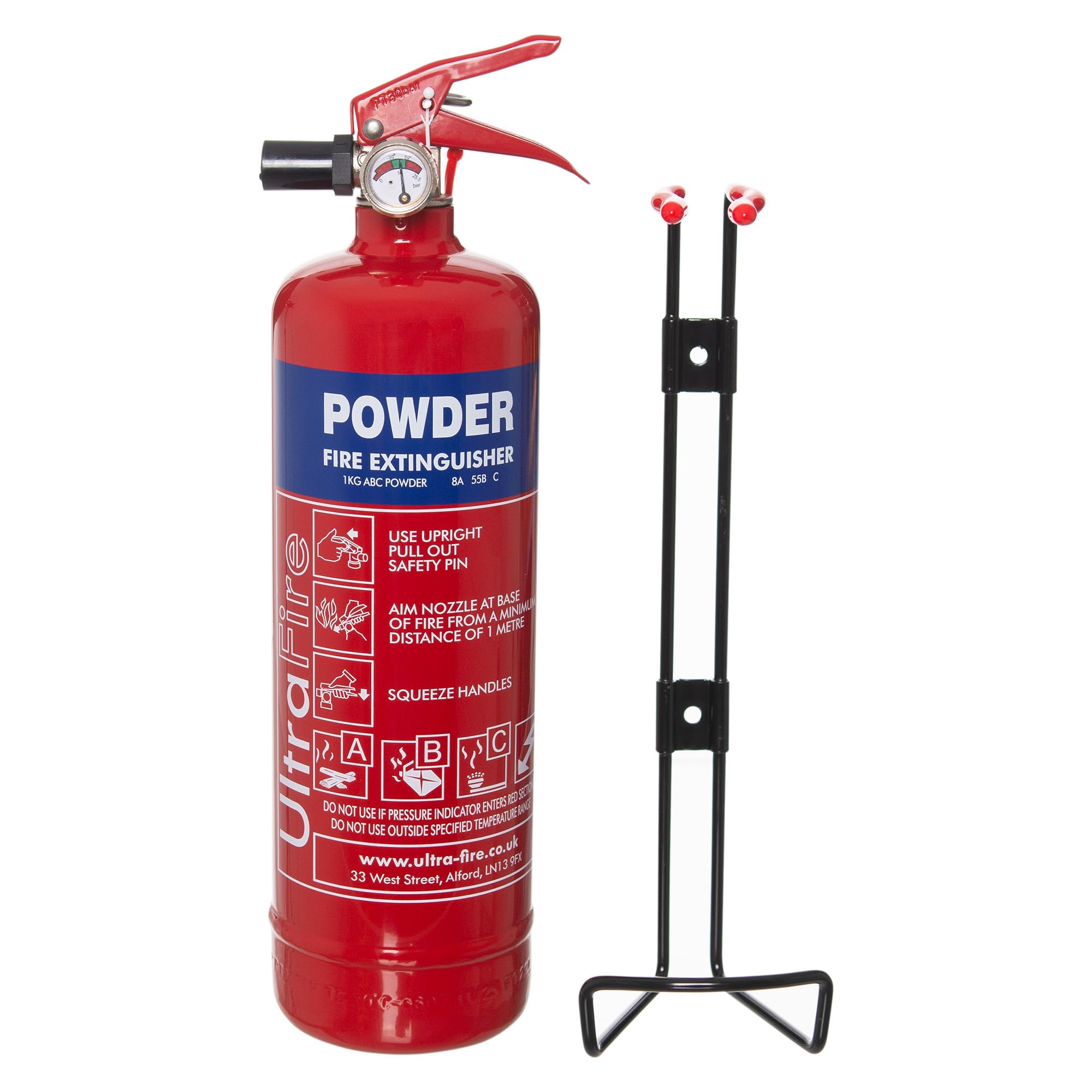 UltraFire 1kg Powder Fire Extinguisher - Car, Taxi, Caravan, Camping, Boat - Kitemarked EN3 — view 6