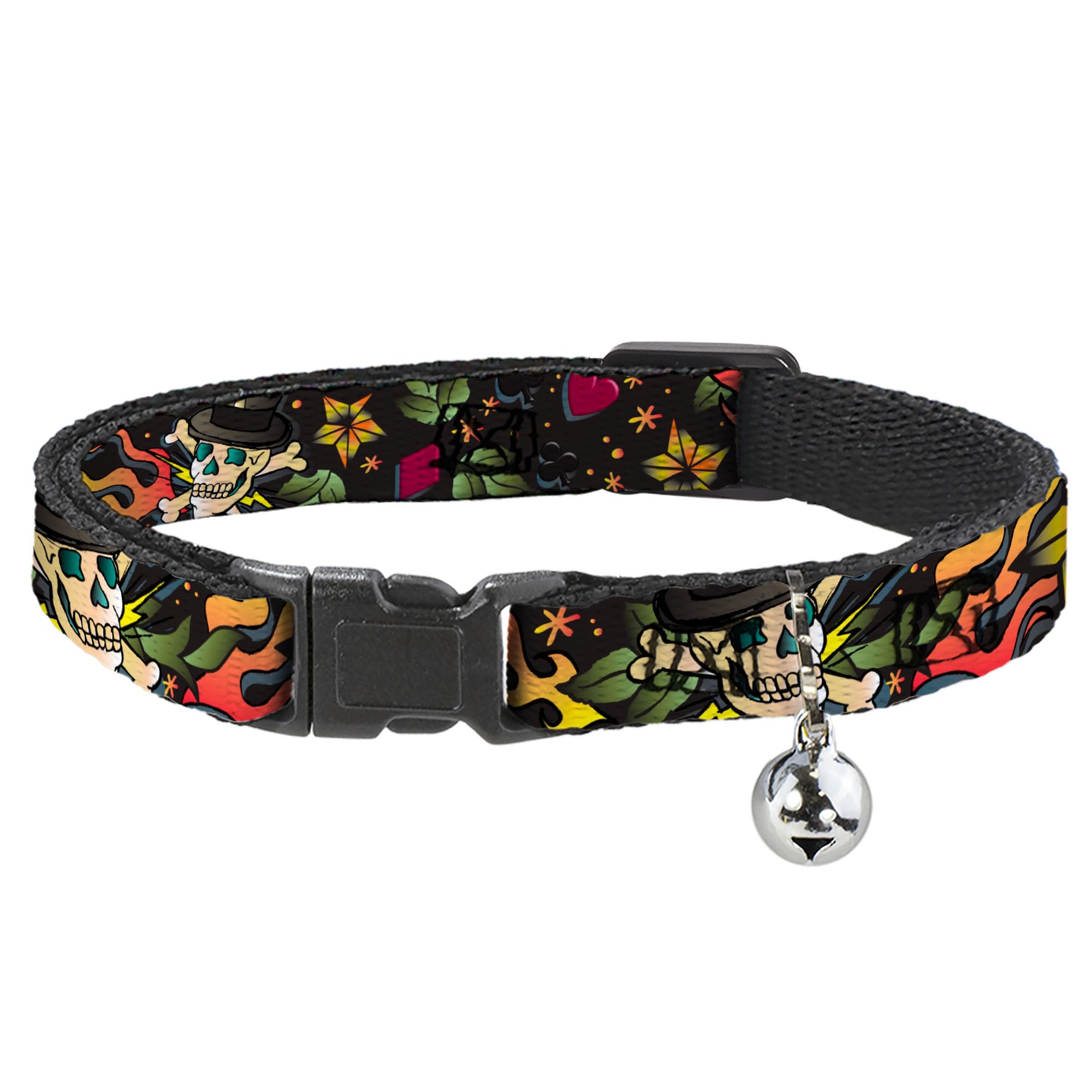 Collar de gato con cierre de seguridad de liberación rápida ajustable en nailon negro de 1.27 cm