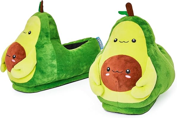 Coddies Avocado Slippers - Avocado Plush Slippers - House Shoes with Memory Foam Soles & Anti-Skid Grip - Gifts for Teens, Women, Men