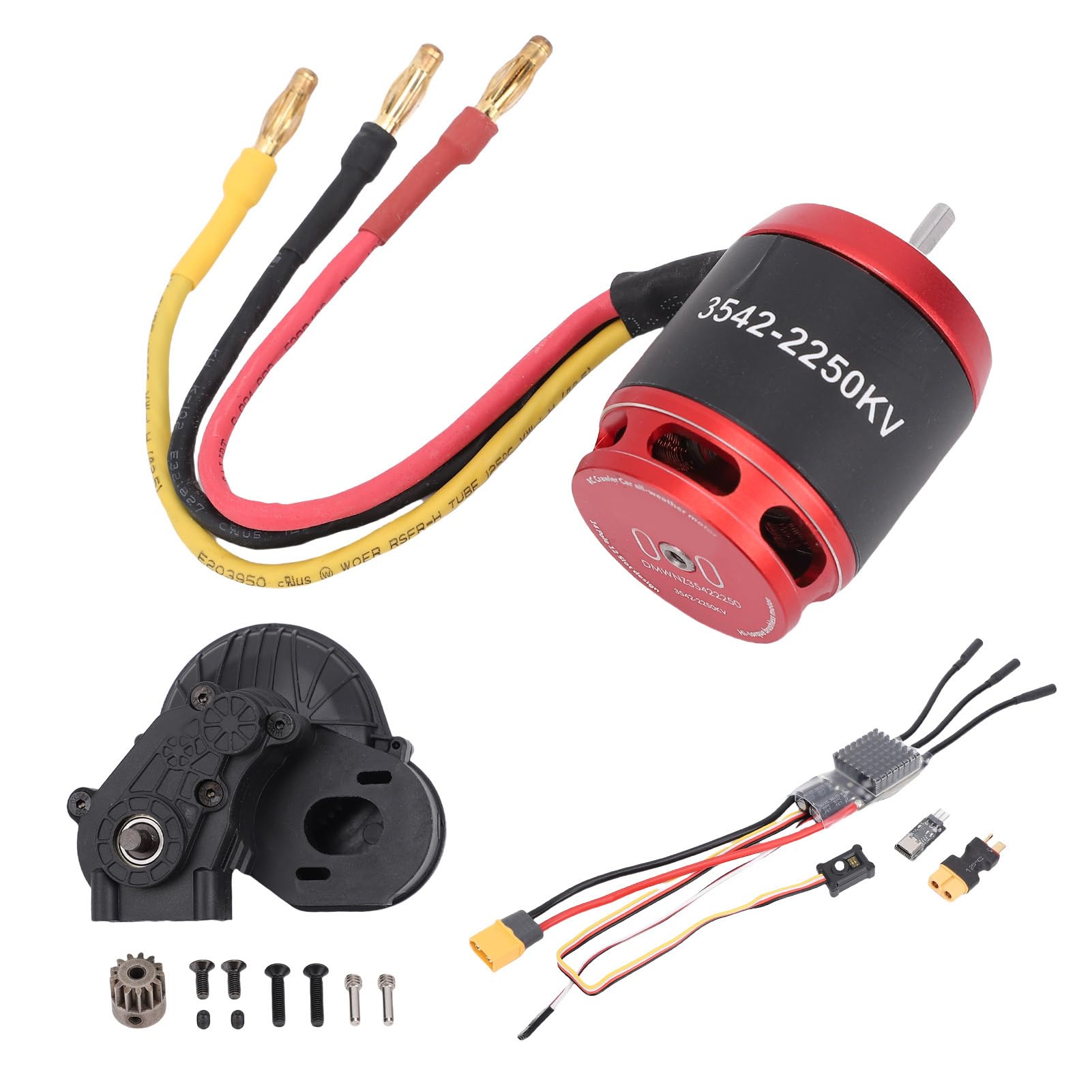 Pongnas Bezszczotkowy Silnik Outrunner 2250KV z Zestawem ESC 80A do Samochodu Gąsienicowego Axial SCX10 /10 RC – Wstępnie Lutowany Zestaw ESC Silnika Plug-and-Play z 4V 10A BEC