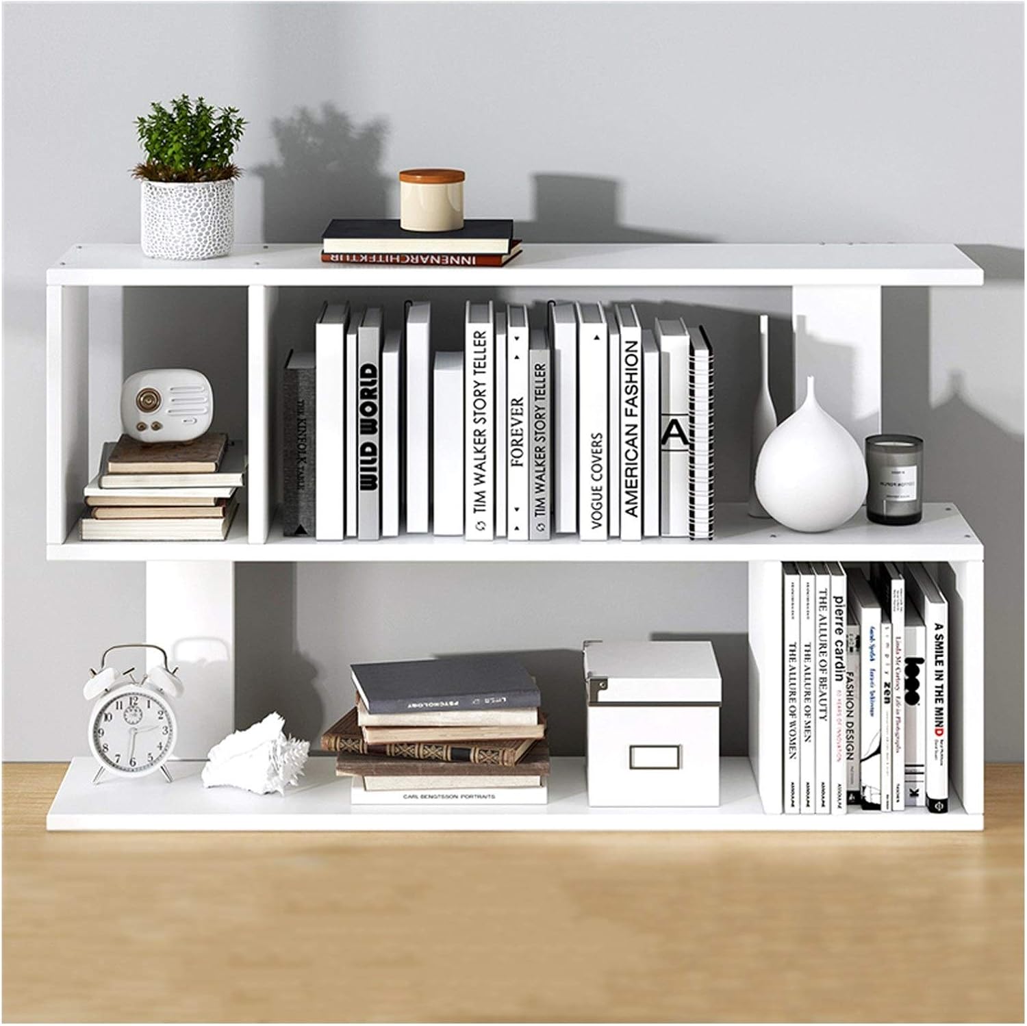 Bookshelf for Bedroom 2Shelf Desktop Bookshelf Countertop Bookcase Wood Desk