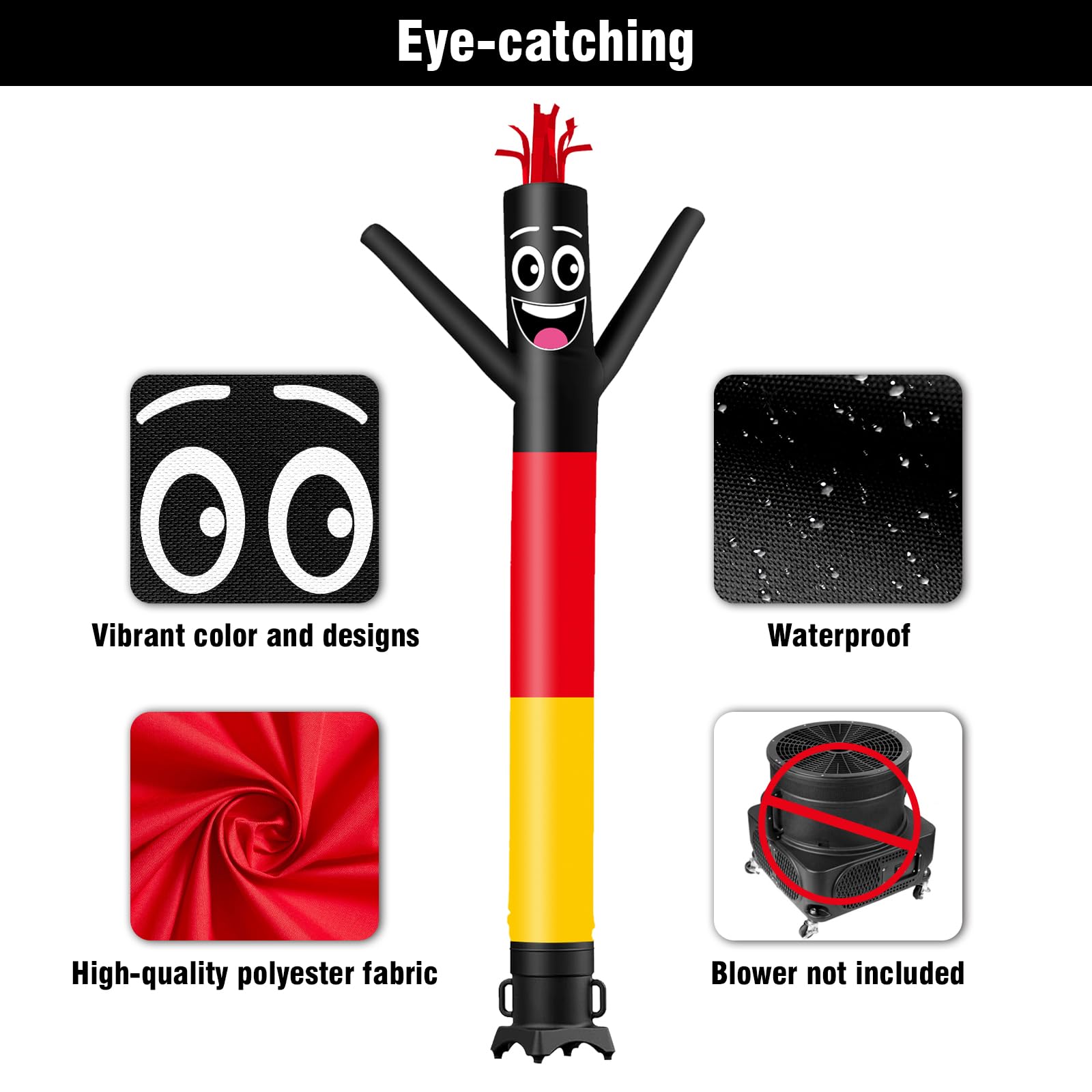 1,8 m großer aufblasbarer Schlauchmann Wacky Air Dancer Deutschland Flagge Wacky Wave Dancer (Durchmesser 22,9 cm) für Outdoor-Dekoration, Werbung, kommerzielle Geschäftsveranstaltungen