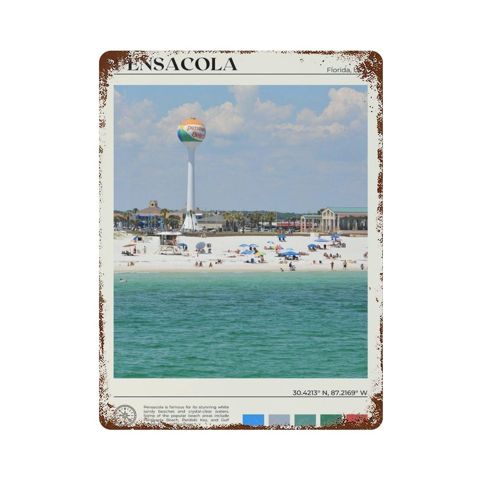 xiaoxiaoshen Real Photo Pensacola Decor Wall Decor Art Metal Tin Poster Modern Home Decor Art Home Bar Shop Decorations Vintage Sign 40x30cm