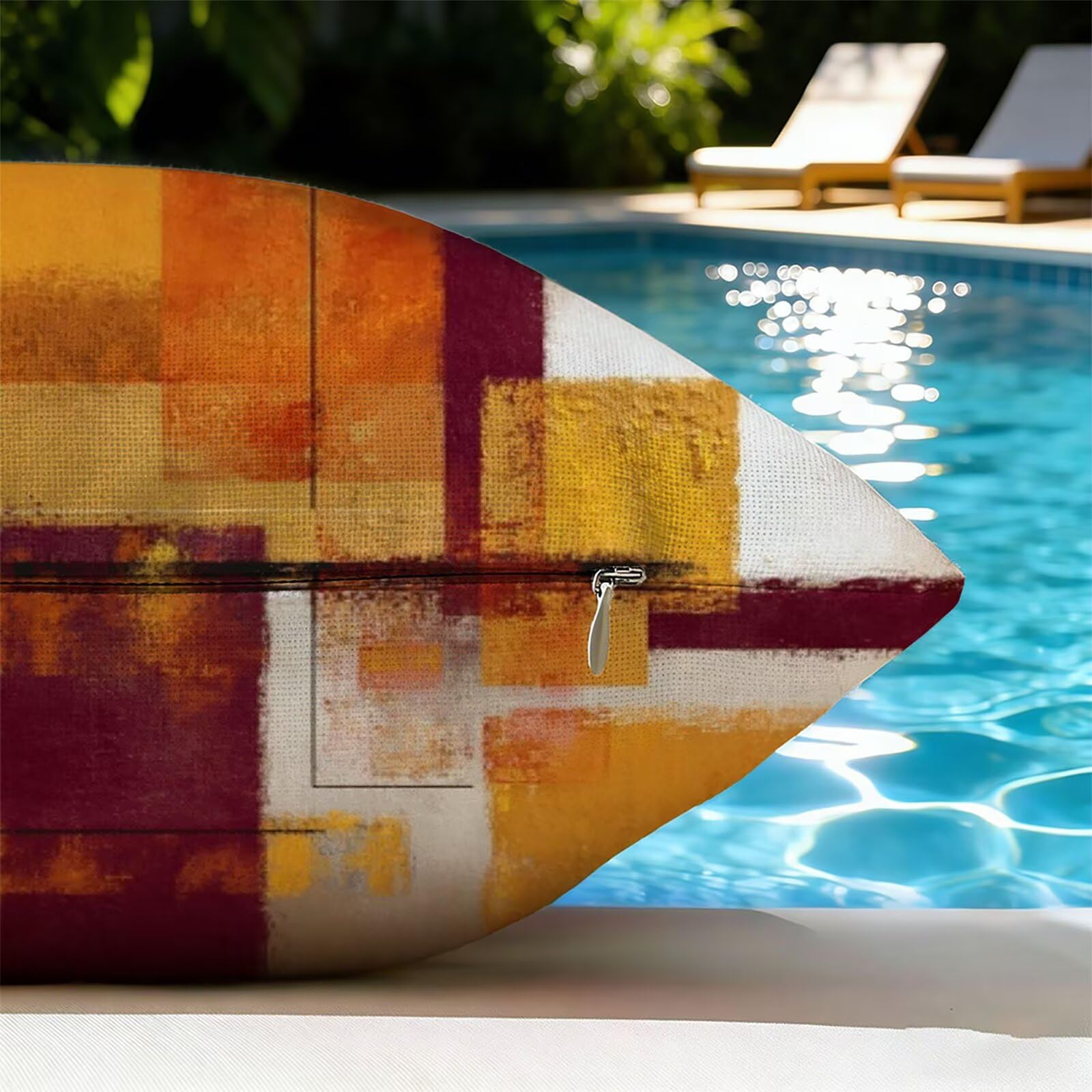 Housse de Coussin Canapé Couleur Orange 75x75cm Exterieur Impermeable RéTro Taie D'oreiller Décoratif Aesthetic Housse Coussin Decoration pour Chambre Sofa Jardin Balcon Terrasse Lot de 2. P-5027