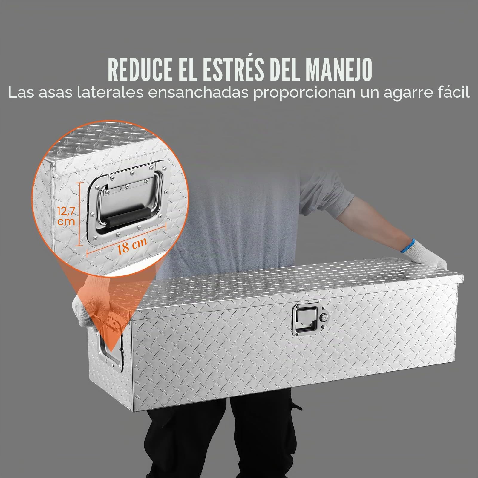 VEVOR Caja de herramientas de aluminio para camión, 99 x 33 x 25,4 cm, caja volcadora con cerradura con llaves y asas laterales para almacenamiento de contenedores de coche, autocaravana, remolque