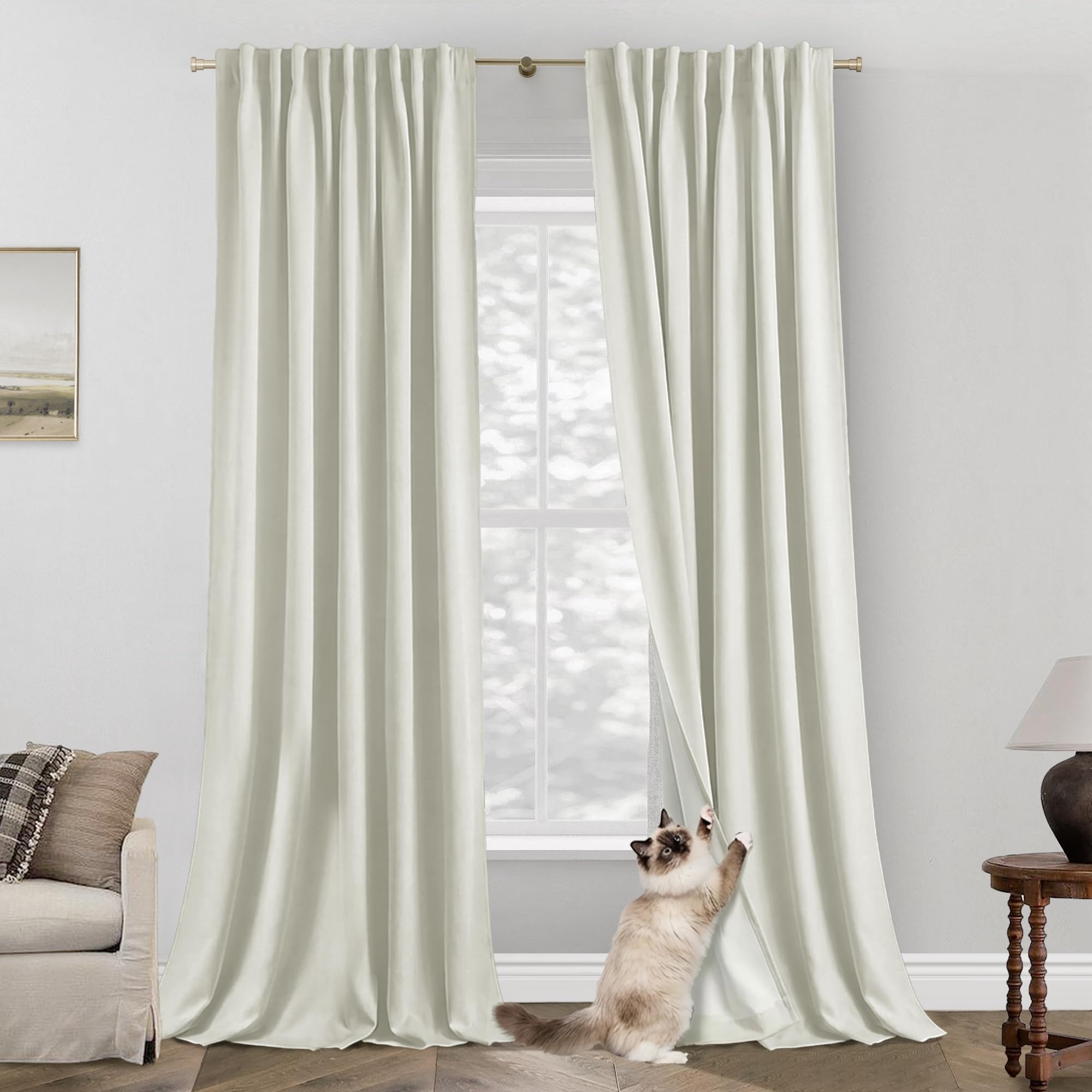 PANELSBURG Extra Long Luxury Polished Linen Look Curtains 132 Inch Long, Ring Top or Pinch Pleated with Hooks Blackout Drapes for Living Room Bedroom Large Window โ image 1