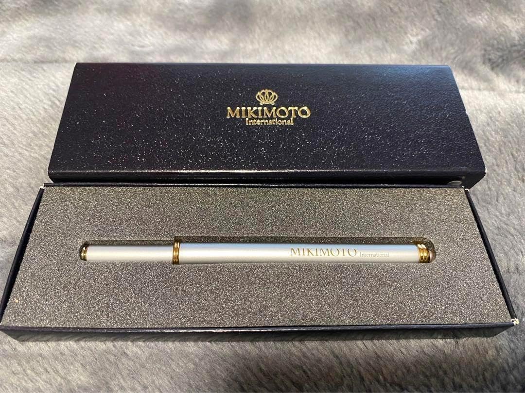 ミキモト ボールペン 真珠 ハーフカラー 中字 シルバー×ピンク パール
