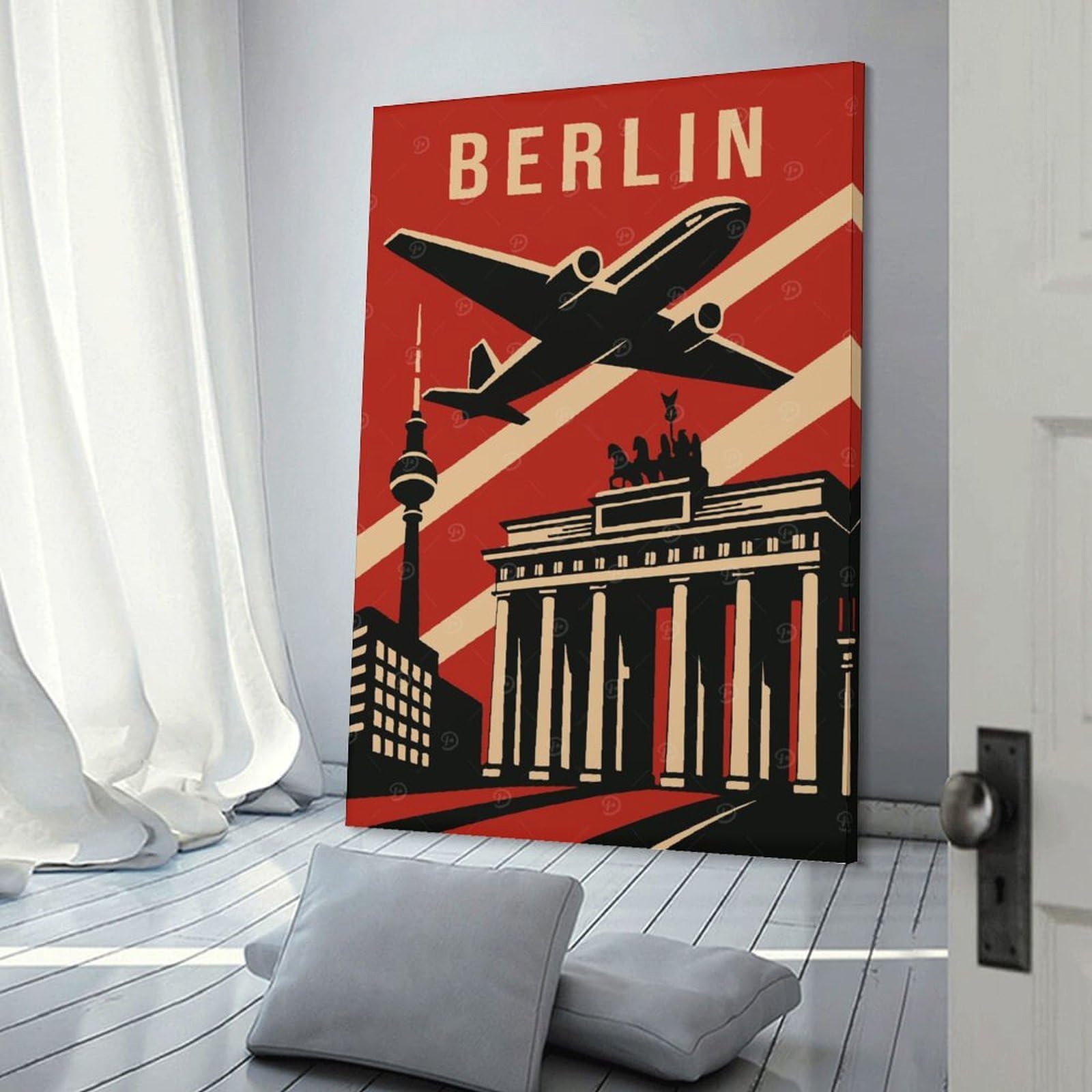 Junmoney Decorative Canvas Print Berlin Vintage Travel, 20x30inch(50x75cm), for New Homes, Bedrooms Or Workspaces, A Wall Art Gift for Fresh Interiors