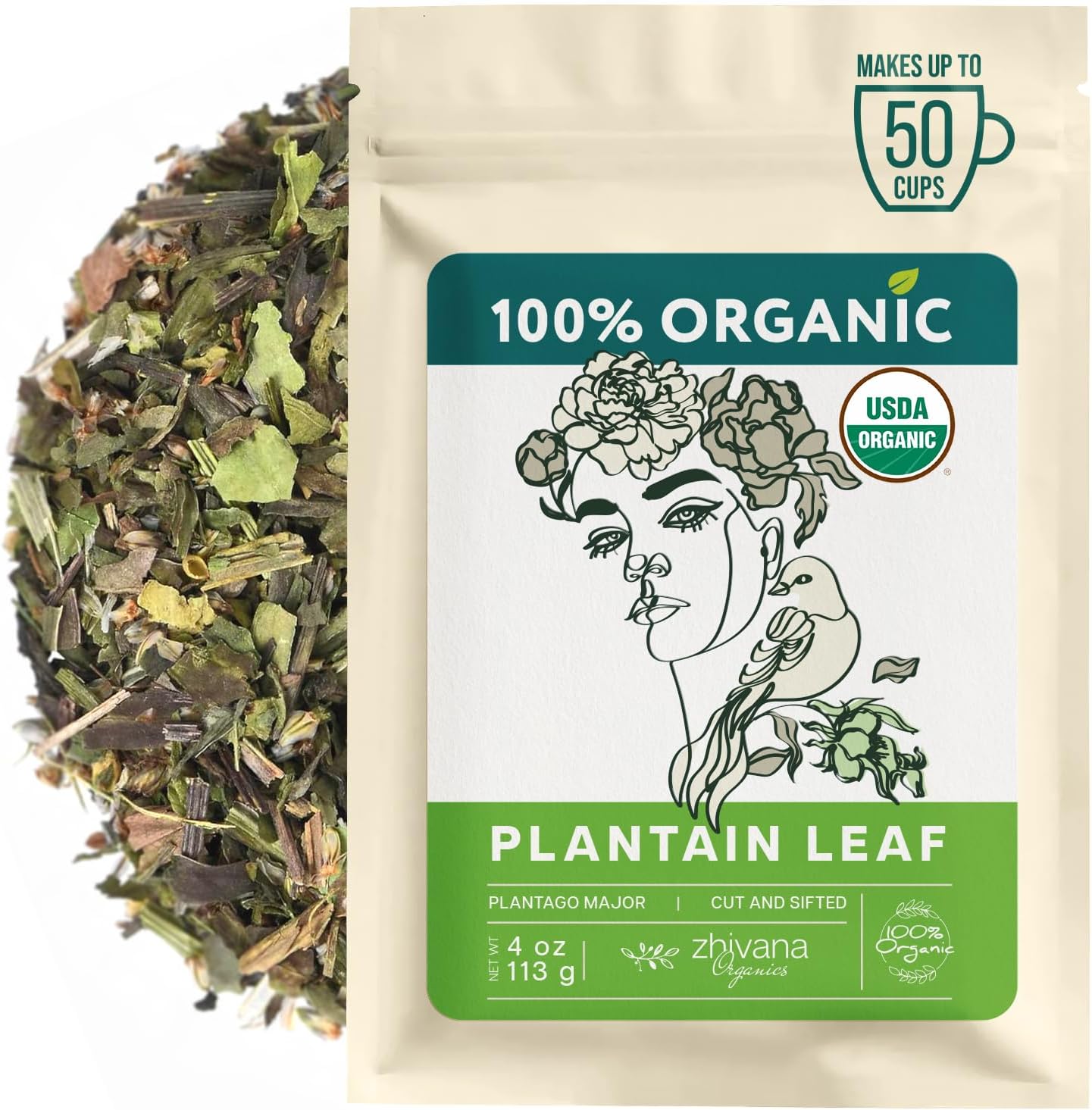 Plantain Leaf Organic (4 oz.) – Broadleaf Plantain Tea Loose Leaf (Plantago Major) – Llanten Planta Medicinal - Herbal Tea for Digestion, Respiratory Health & Detox