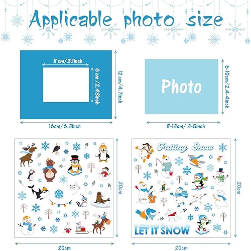 Miniatura 2 de Capoda Paquete de 24 kits de manualidades de imágenes de invierno, marcos de fotos de papel de nieve para niños, marcos de fotos de nieve para