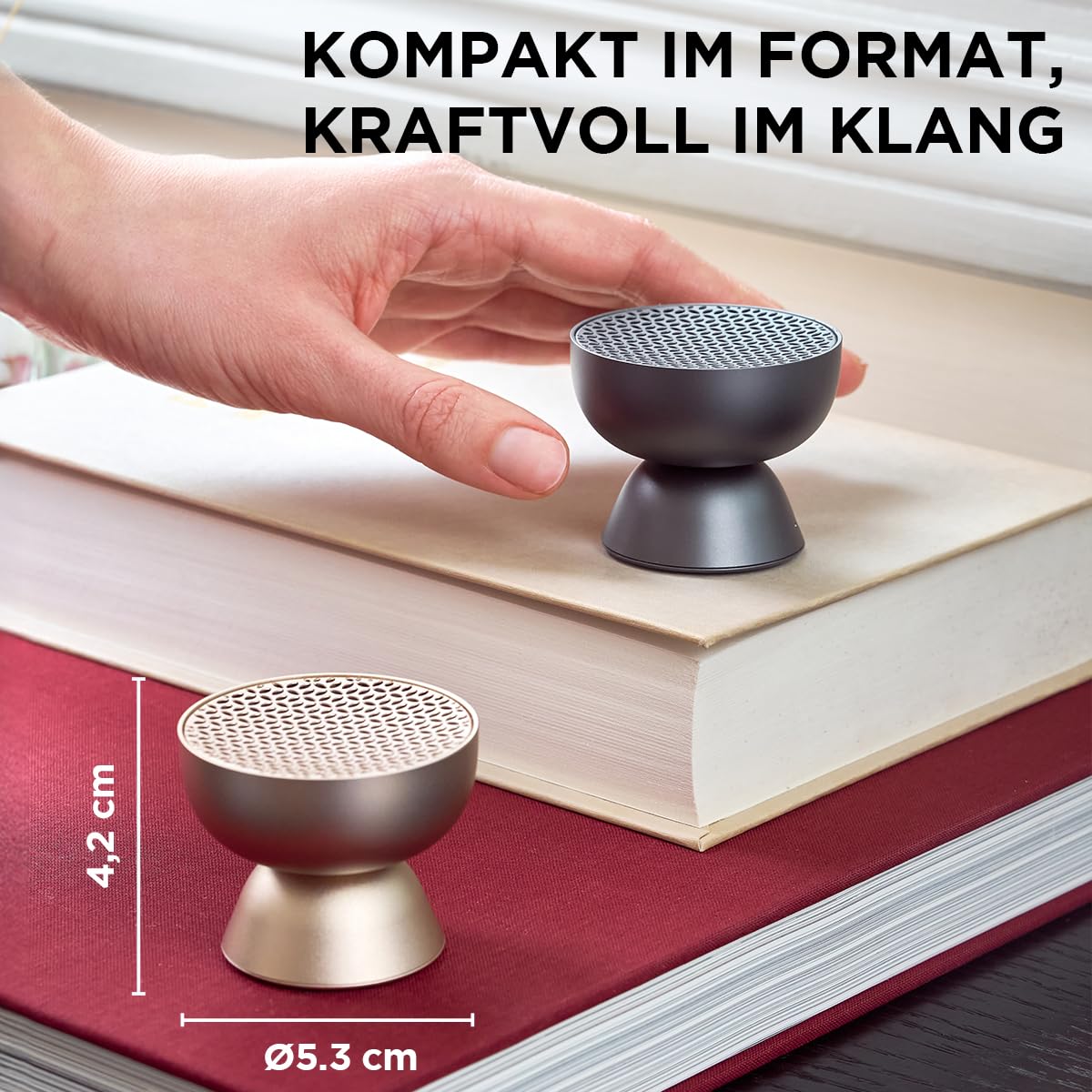 Lexon Mini-Lautsprecher, Bluetooth, tragbar, TAMO, Pairing, mit Touchscreen, integriertes Mikrofon und Lautsprecher, kabellos, für PC und Smartphone – Schwarz