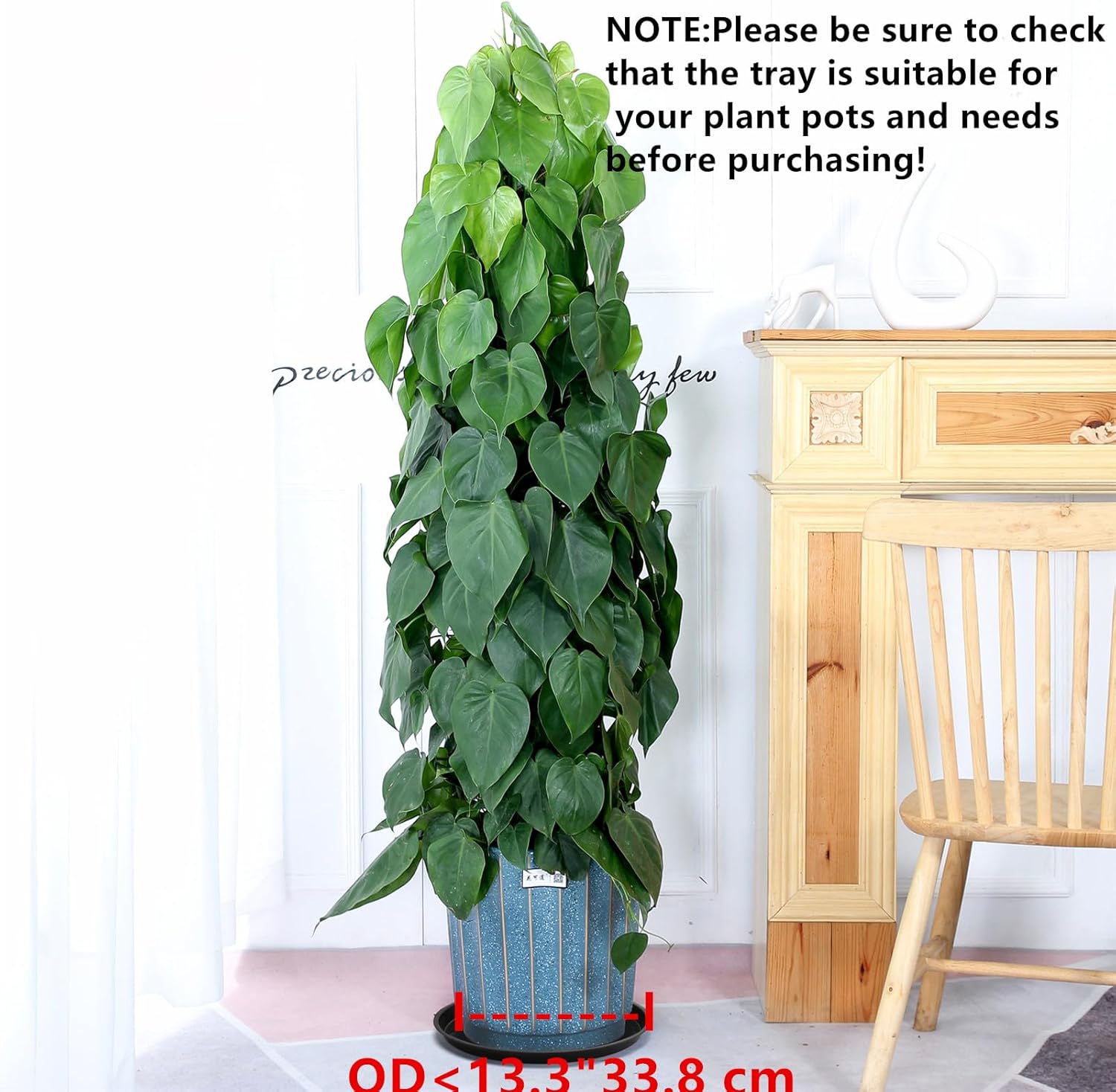 15 in Plant Saucers, 5 Pack Black Plastic Trays with 1.6 in Deep Well, Glossy Drip Pans for Indoor/Outdoor, Fits Pot Bases up to 13.3 in, Weather-Ready for Large Pots & Grow Bags