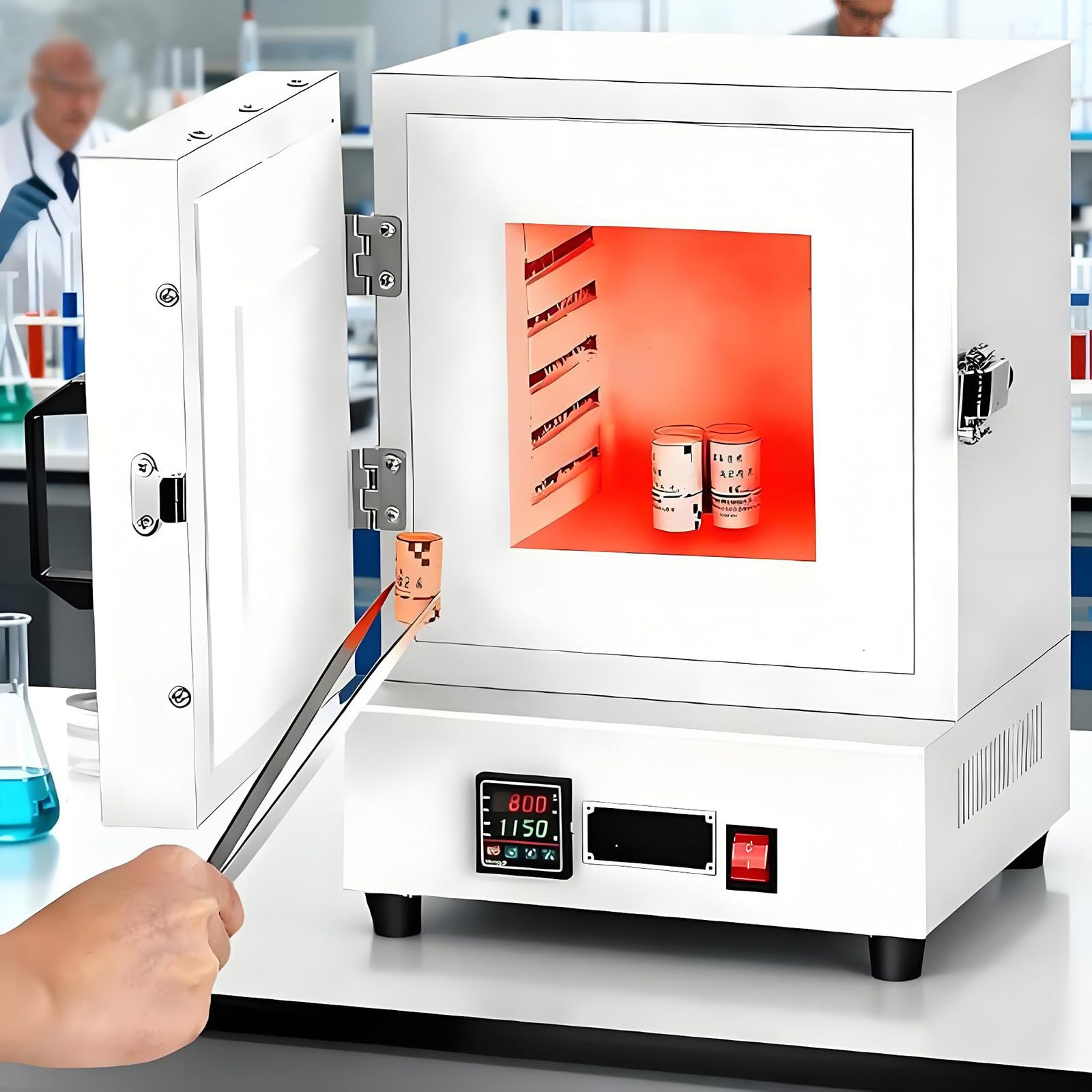 Horno De Fusión De Alta Temperatura, Horno Eléctrico De Fusión, Horno De Mufla Eléctrico De Laboratorio para Cerámica, Horno De Cerámica De 2000 W, para Trabajos De Cerámica