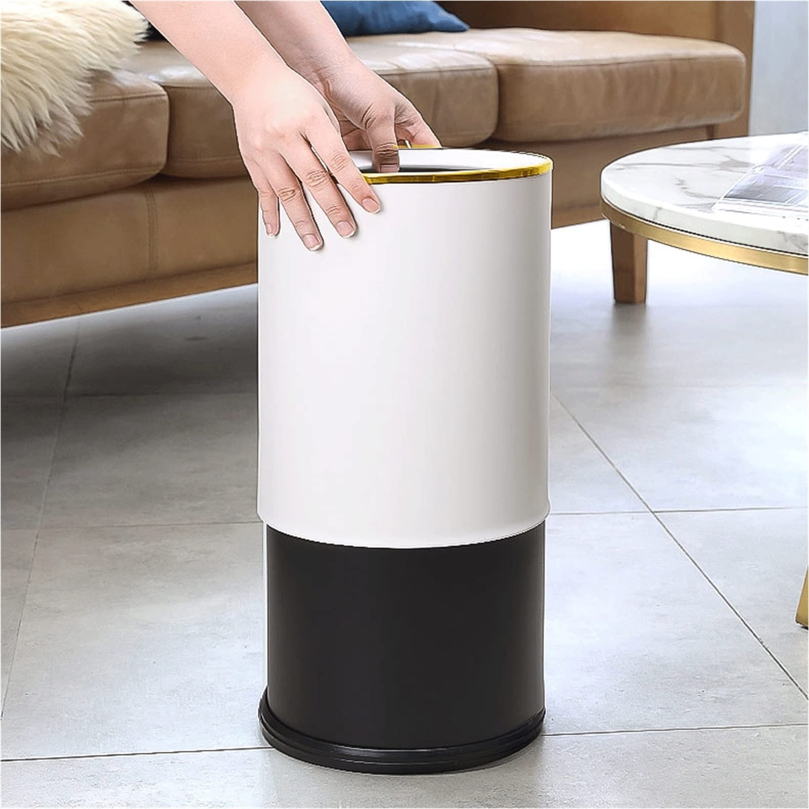HASMI Mülleimer 15l Mülleimer, Zuhause, Wohnzimmer, Schlafzimmer, offener Mülleimer, Küche, Badezimmer, Büro, großer Papierkorb Trash bin (Color : Schwarz)
