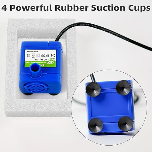 Miniatura 9 de Bomba de fuente de agua para gatos (sin LED y con cepillo), bomba de agua sumergible IP68 DR-DC 160 para acero inoxidable, fuente de agua de