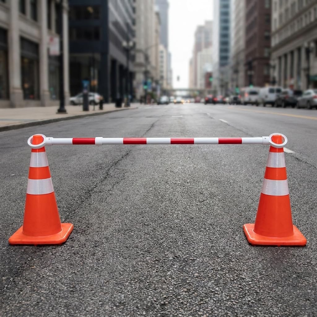 Cono de tráfico de Goma, Cono para señalización Vial con asa, Alta Visibilidad, para dviar tráfico, Barra de conexión Extensible d