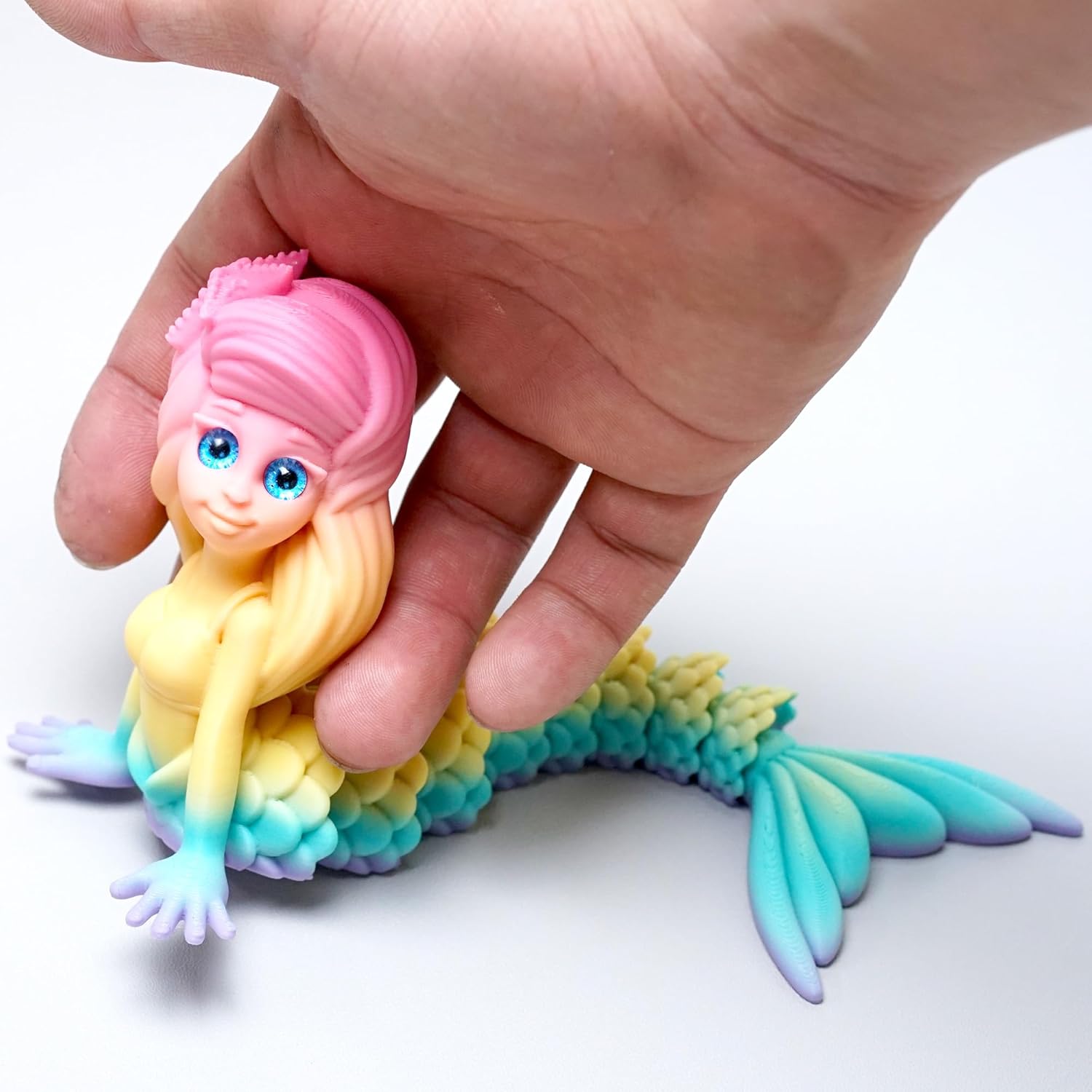 3D Printed Mermaid Model,Flexible Realistic Articulated Animal Fidget Toys,Mystery Figurines Gifts for Easter,Executive Desk Funny Décor and Festival Collectible,Easter Basket Stuffers (CH)