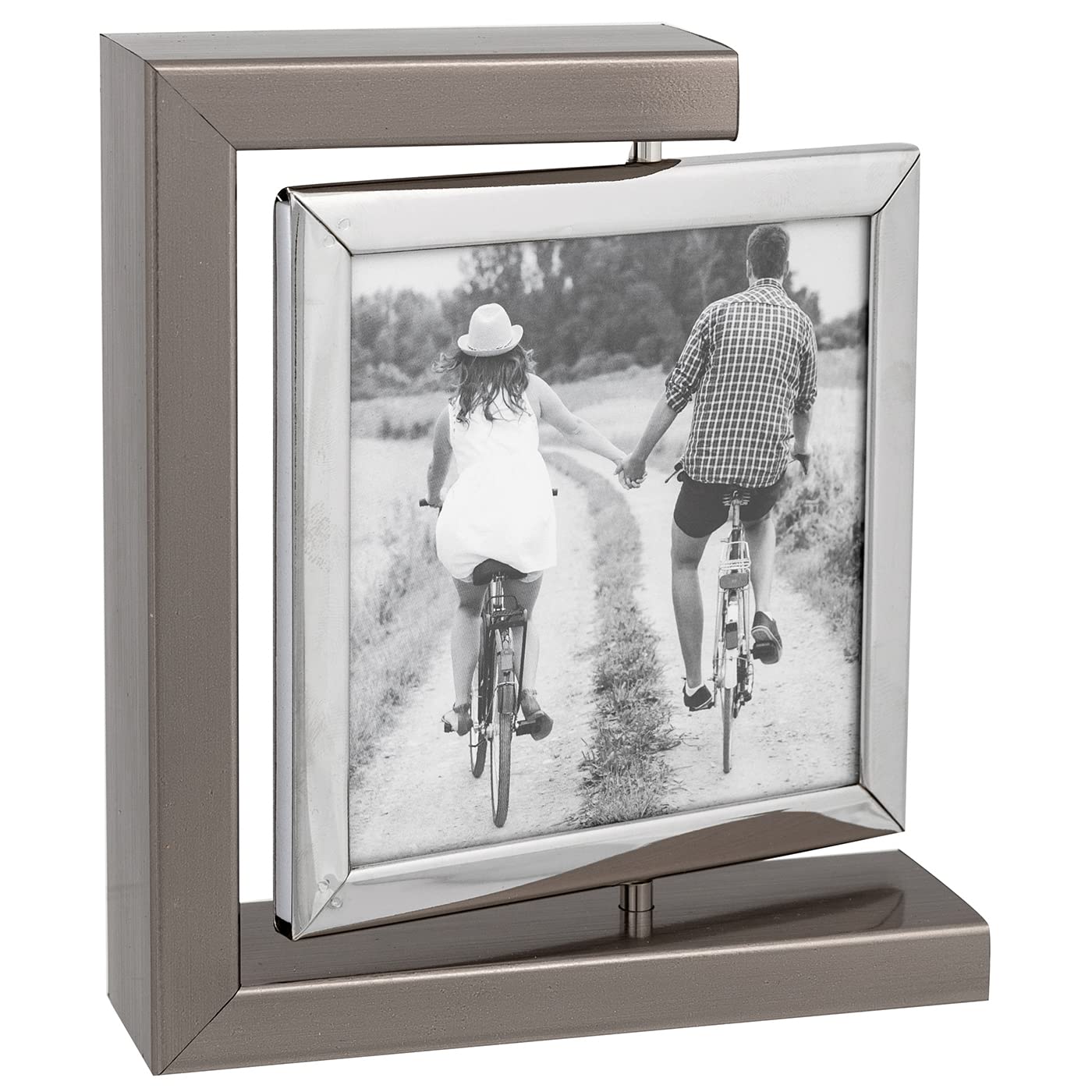 Shudehill Giftware Silver Modern Dark Spin Picture Frame 4X4 Size