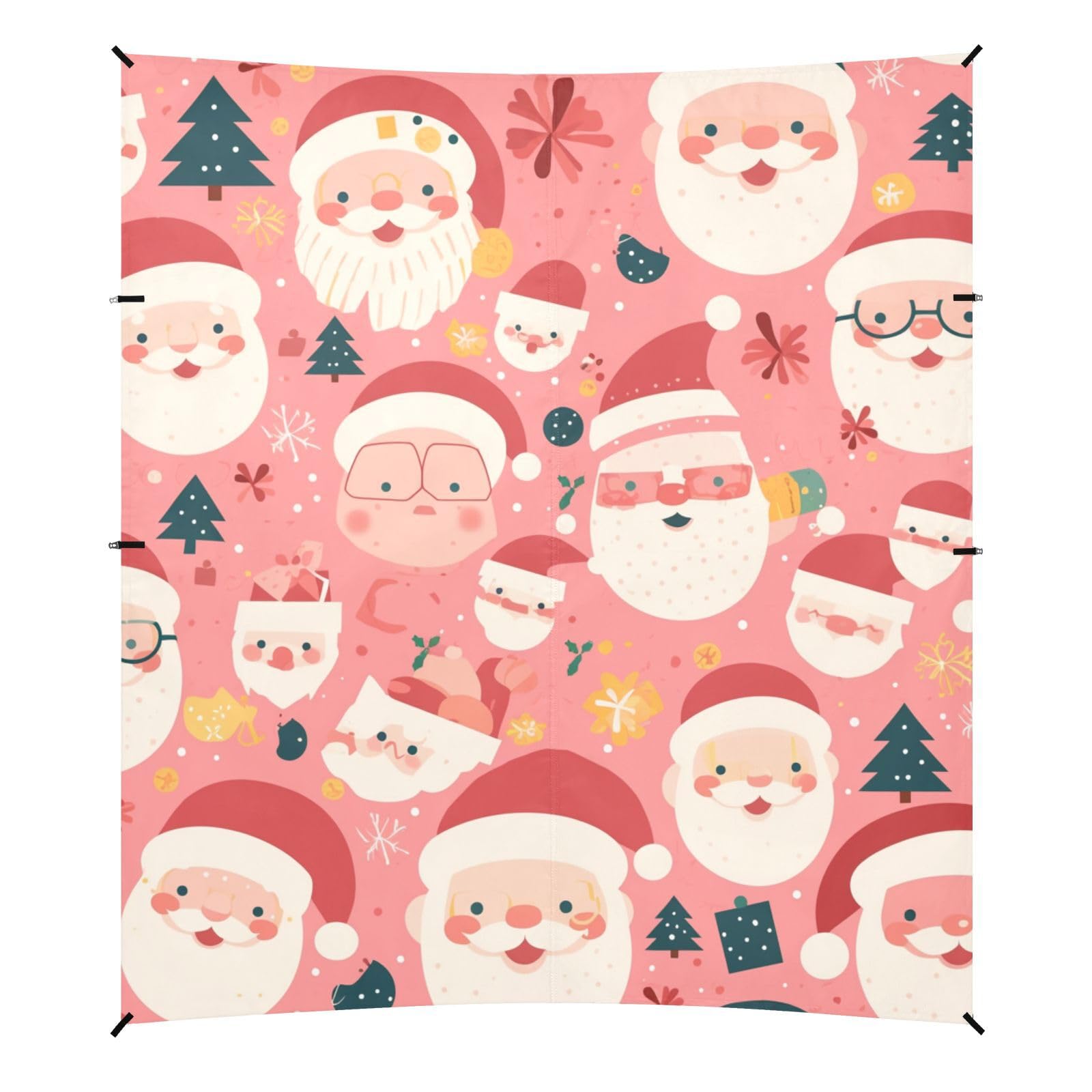 Ho Ho Ho Pattern Funny Christmas Foldable Beach Canopy UPF50+ Protection Lightweight Portable Sun Shelter with Sandbags, Sand Shovel, Poles for Camping, Picnics, Backyard