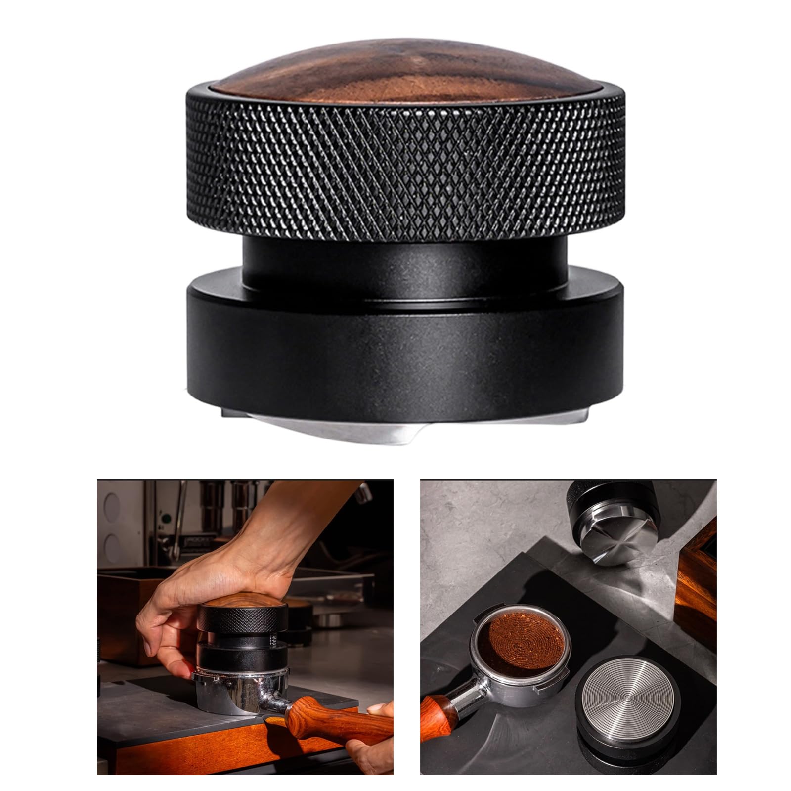 Distributore di caffè calibrato per espresso a profondità regolabile con manico antiscivolo Accessori per caffè Facile da usare Livellamento automatico in acciaio inossidabile Palmi caricati a