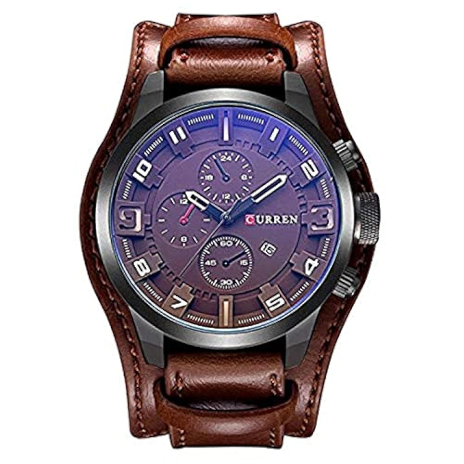 Curren 8225 Mens Analog Sports Waterproof Leather Strap Wrist Watch with Date - Brown (B07N1R8QKL) Amazon Price History, Amazon Price Tracker