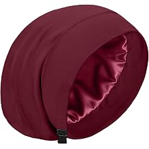 100% Mulberry Silk Lined Sleep Cap Bonnet for Sleeping Women Hair Wrap