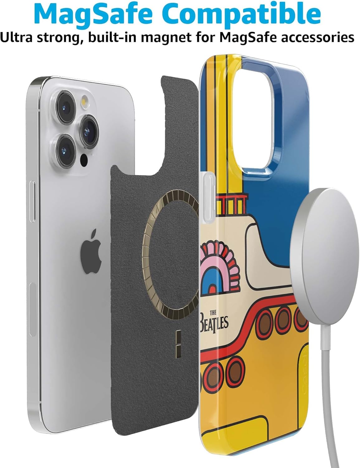 Casely iPhone 15 Pro Case | Yellow Submarine | Beatles | Compatible with MagSafe | Classic Ultra Slim Design