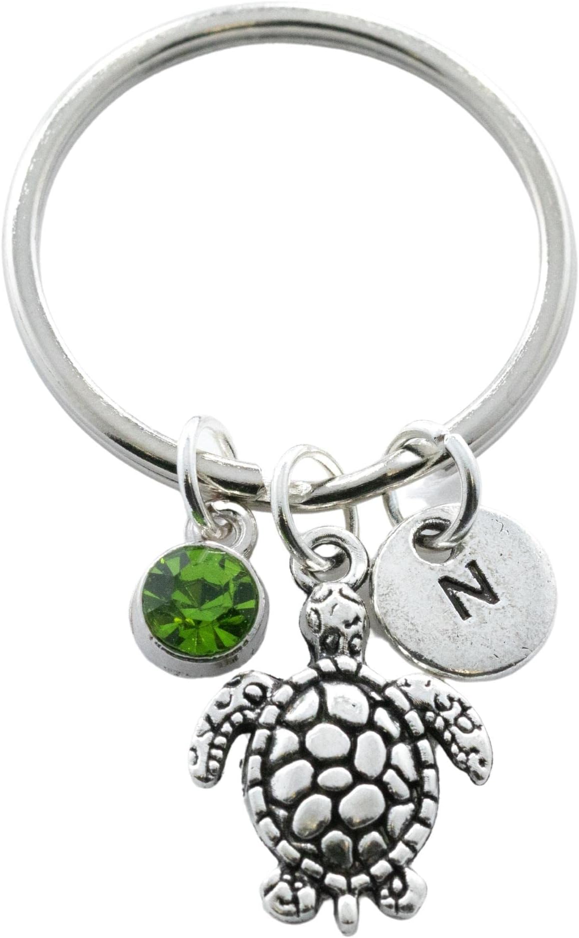 Sigmo CreationsSea Turtle Keychain - Personalized Birthstone & Initial - Turtle Accessories for Women & Girls