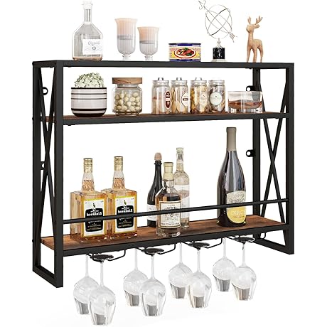 Giantex 3-Tier Floating Wine Shelf with 16-Bottle Holders