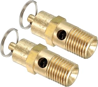 PATIKIL 1/4 Male NPT Safety Valve, 2 Pack Pressure Release Valve Air Release Valve for Air Compressor, 200 PSI Set Pressure