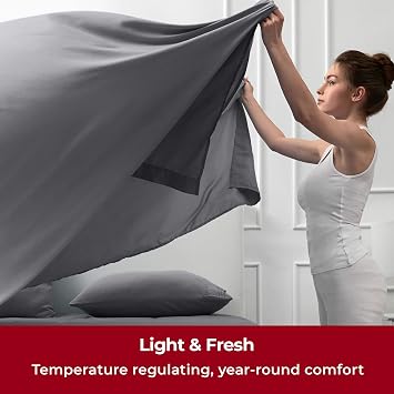 Mellanni 4PC Bed Sheet Set + 4 Pillowcases Bundle&Save - Iconic Collection Bedding - Bundle Includes: 1 Flat Sheets, 1 Fitted Sheet and 6 Pillow Cases (Queen, Gray)