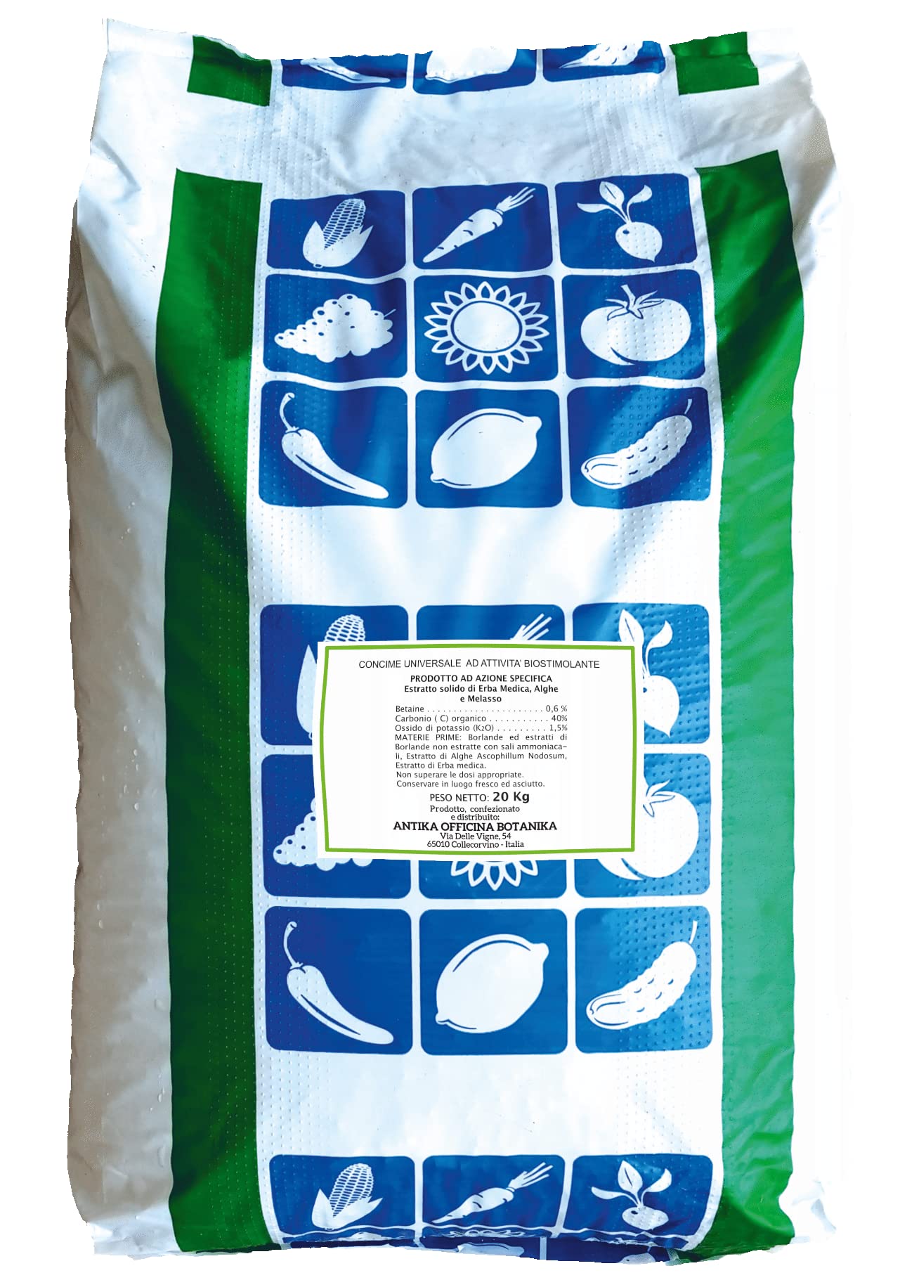 Concime universale ad attivita' biostimolante con alghe brune busta da 20 kg, Verde