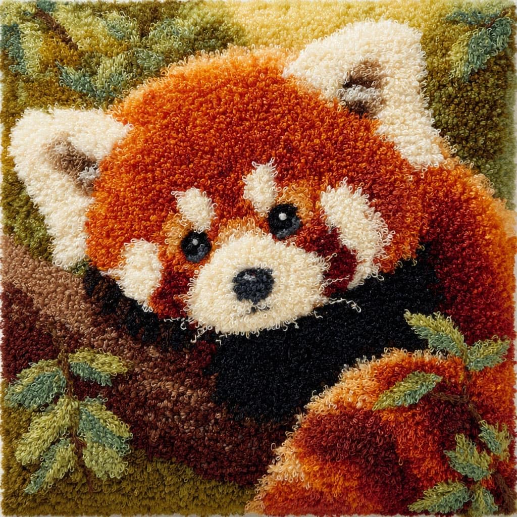 WallustrioaW Latch Hook Kits for Adults Beginners,Animal red Panda