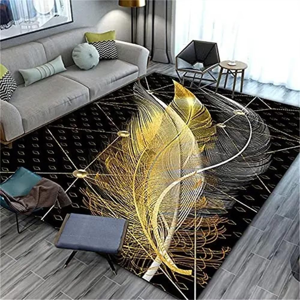 Tapis priere Enfant Antidérapant Golden Feel Doux et Confortable décoration Chambre Fille 16 Noir Decoration de Chambre ado Fille Tapis Soldes Moquette Intérieure80x120CM