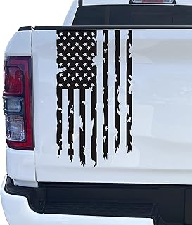 Aldera Graphics Distressed American USA US Flag Truck Tailgate Vinyl Decal Sticker Compatible with Most Pickup Trucks