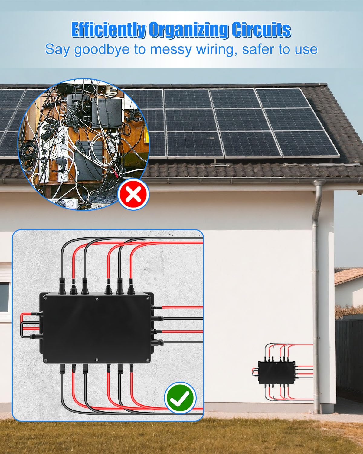 GMURA 8 String Solar PV Combiner Box, IP68 Waterproof Circuit Breaker Box with 30A Fuse & Install Screws & Wrench for RV Roof On/Off Grid Solar Panel System, 8 in 1 Out