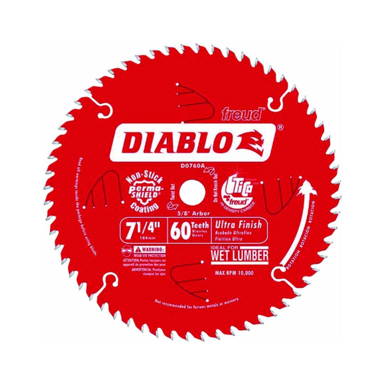 Diablo 7-1/4" x 60-Tooth ATB Ultra Finish Saw Blade with 5/8" Arbor (5-Pack)